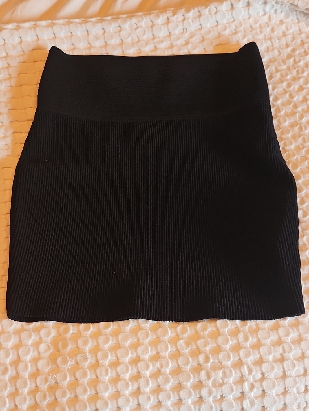 Babaton Black Ribbed Knit Mini Skirt - Xl